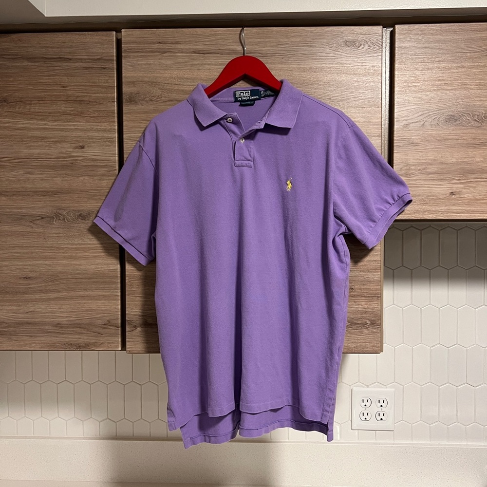 Polo Ralph Lauren Men’s Custom Fit Lavender Short Sleeve Collared Shirt XL
